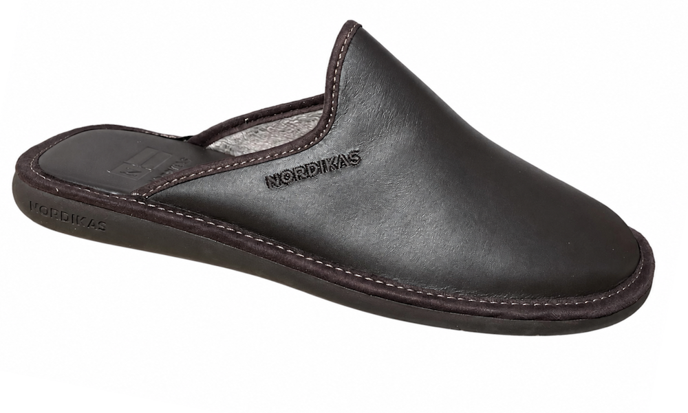 Nordikas Mens 131-N Moka/Brown Mule Leather Slipper - Updated Sole