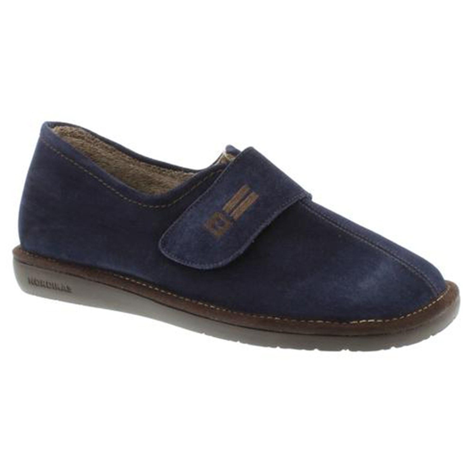 Nordikas Mens Full Suede Slipper with Hook & Loop Fastening - Blue - image 001 |ww_colour=blue|ww_order=001|