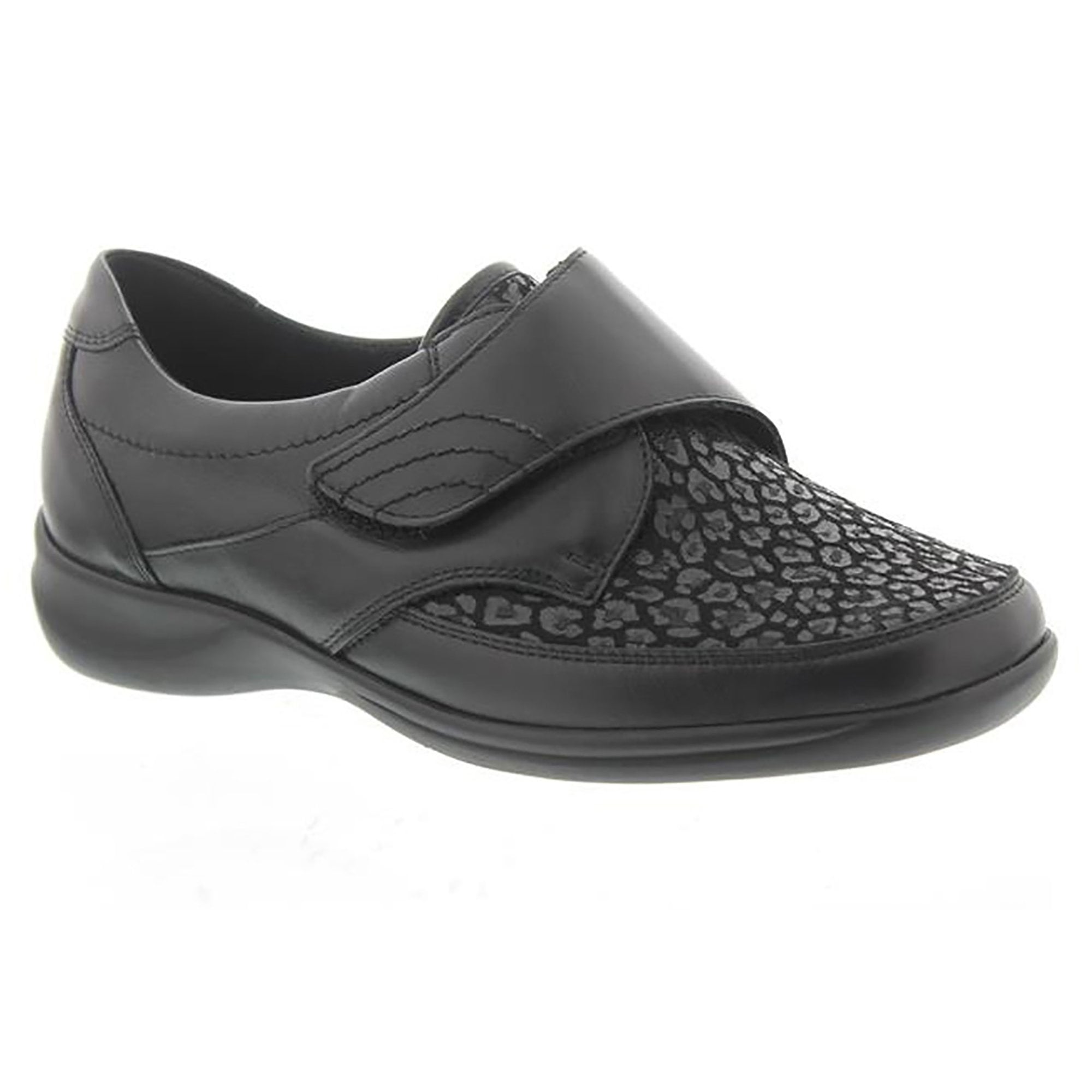 Waldlaufer Millu M Fit EEEE Hook & Loop Shoe - Black Leopard - image 001 |ww_colour=black-leopard|ww_order=001|