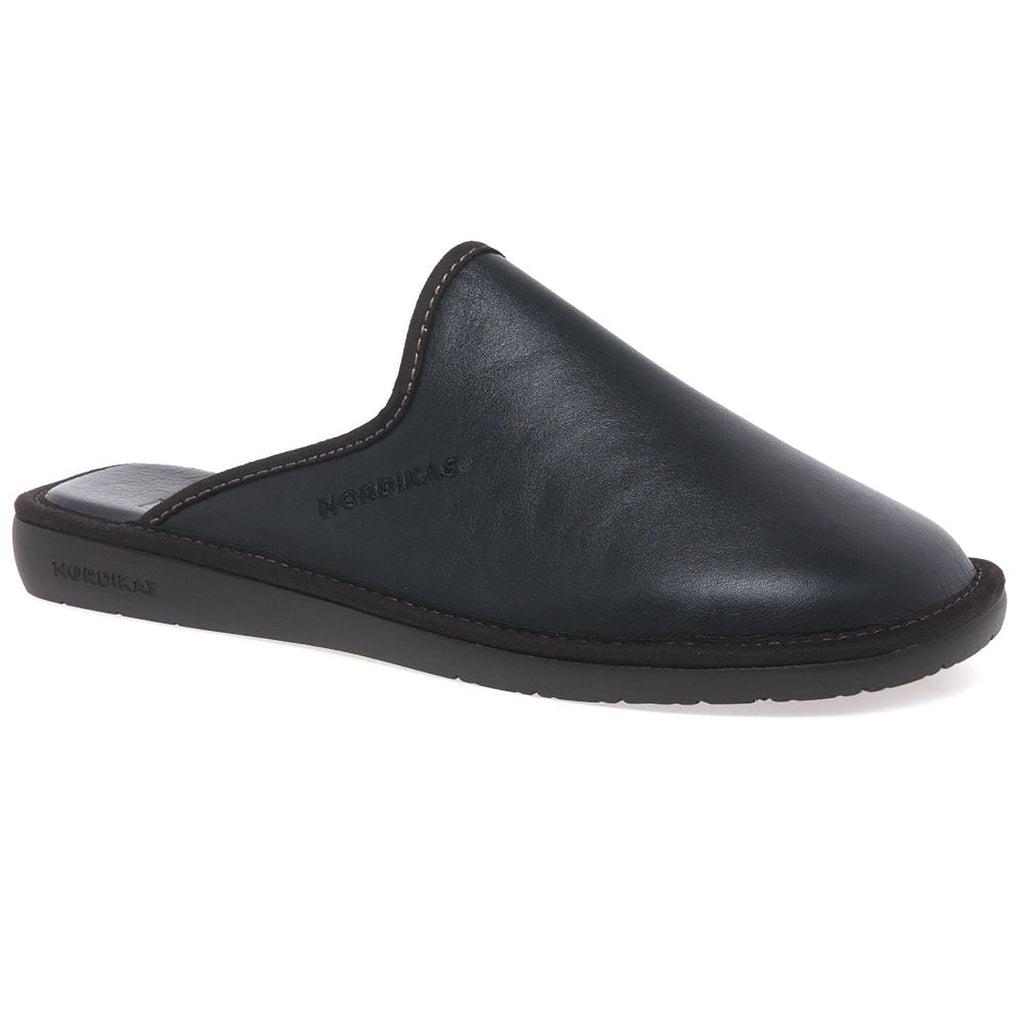 Nordikas Mens 131 Mule Leather Slipper - Negro/Black - image 001 |ww_colour=negro-black|ww_order=001|