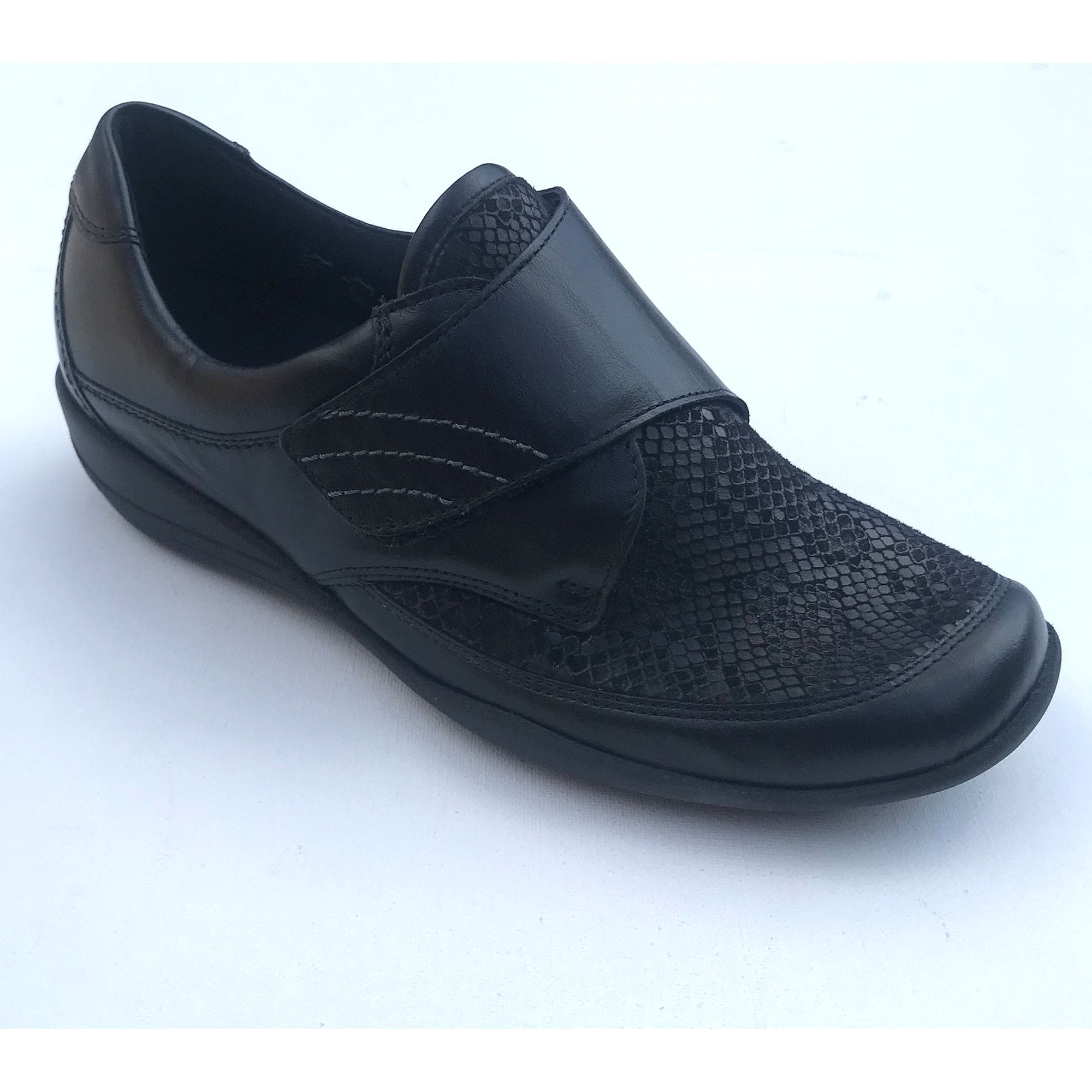 Waldlaufer Katja-Soft Wide Fit Shoe Hook & Loop Fastening - Black - image 001 |ww_colour=black|ww_order=001|