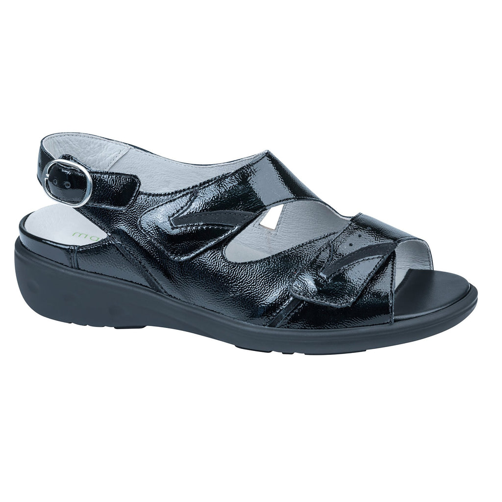 Waldlaufer Kara Wide Fit Adjustable Sandal - Black Patent - image 001 |ww_colour=black-patent|ww_order=001|