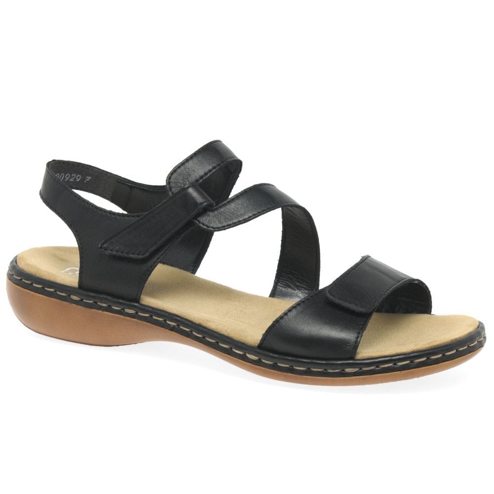 Rieker 659C7 Sling Back Hook & Loop Fastening Sandal - Black - image 001 |ww_colour=black|ww_order=001|