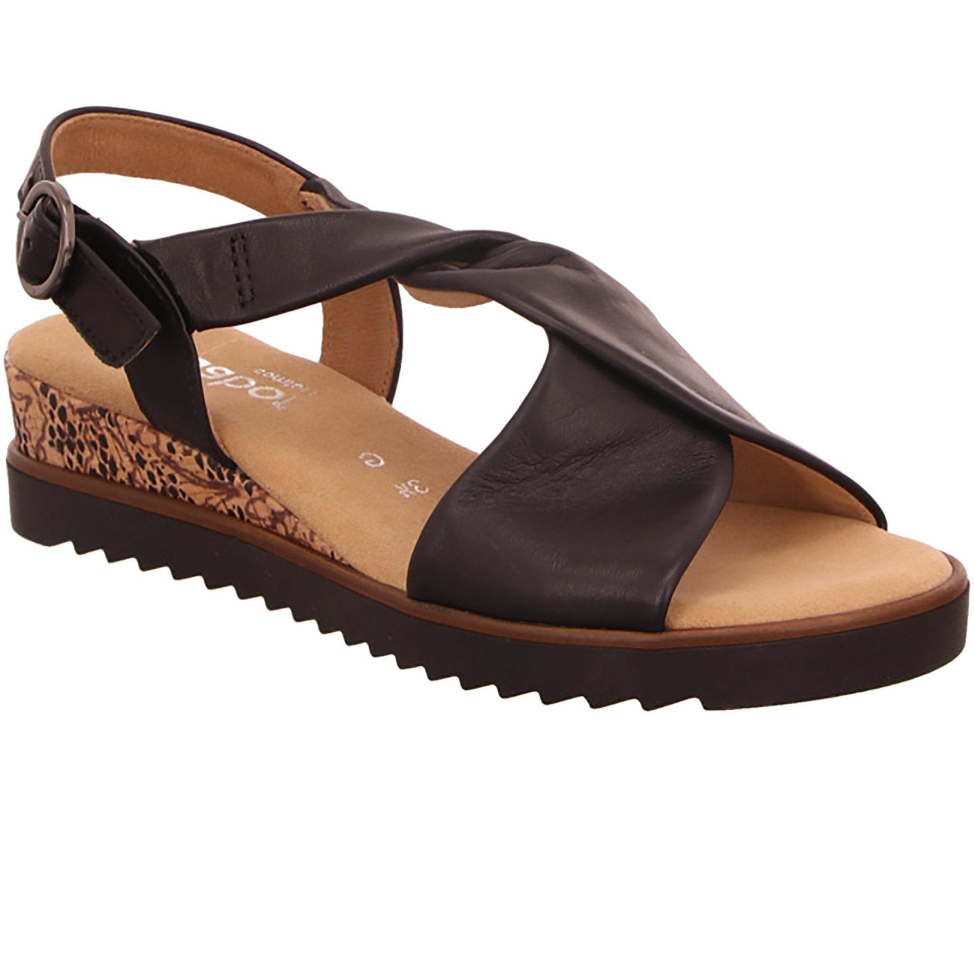 Gabor Rich Low Wedge Sandal - Black - image 001 |ww_colour=black|ww_order=001|