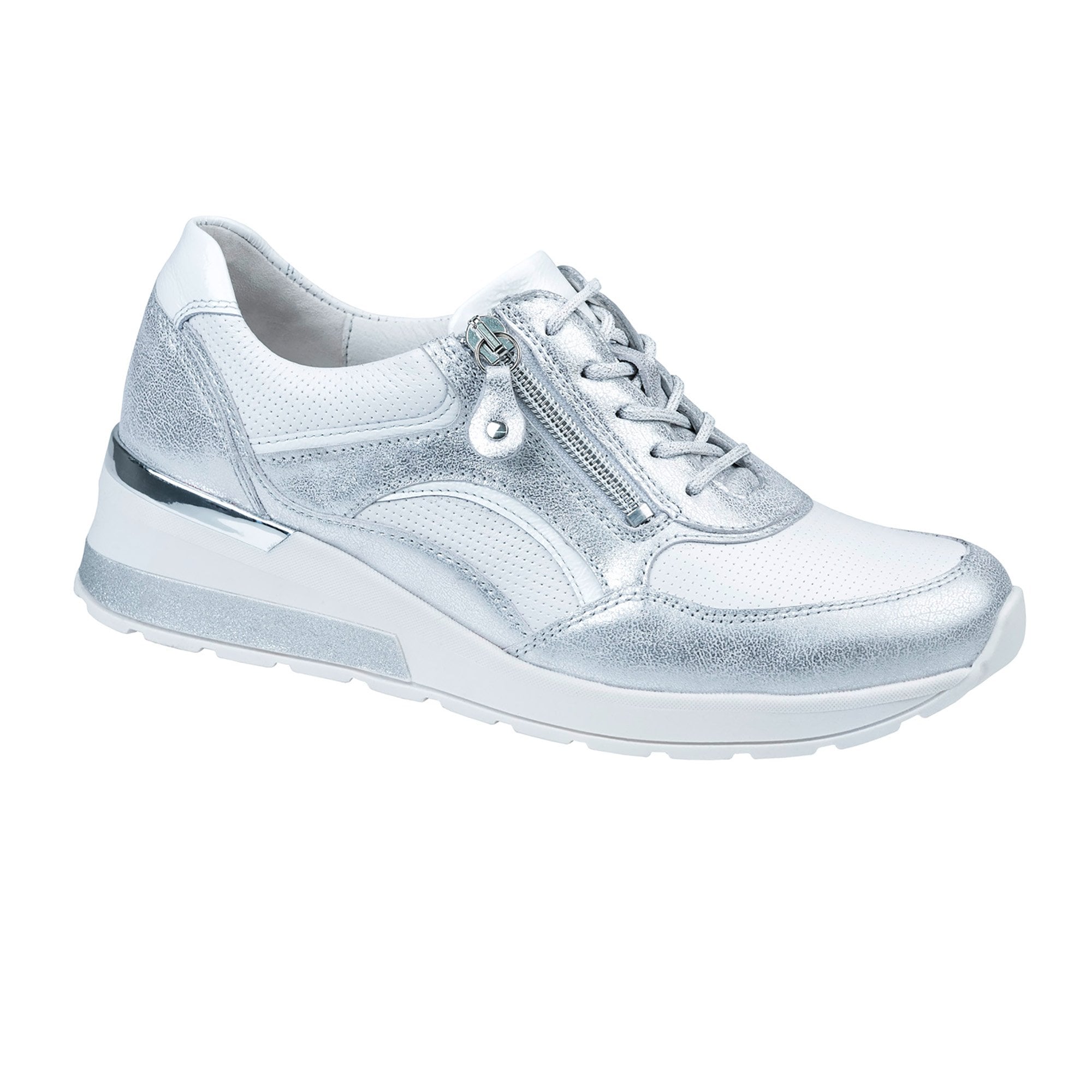 Waldlaufer H-Clara Lace-Up/Zip Casual Shoe - White Silver - image 001 |ww_colour=white-silver|ww_order=001|