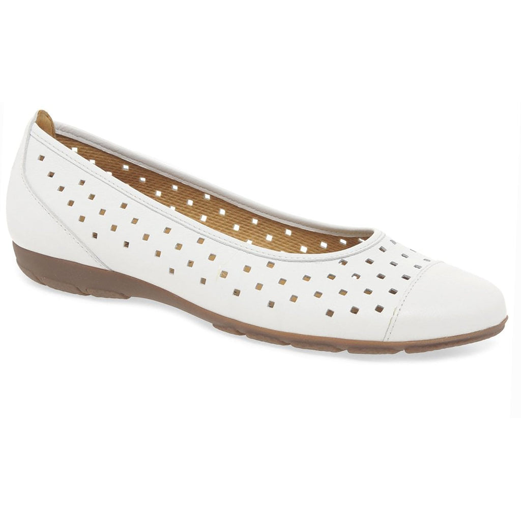 Gabor Ruffle Ballet Pump - White - image 001 |ww_colour=white|ww_order=001|