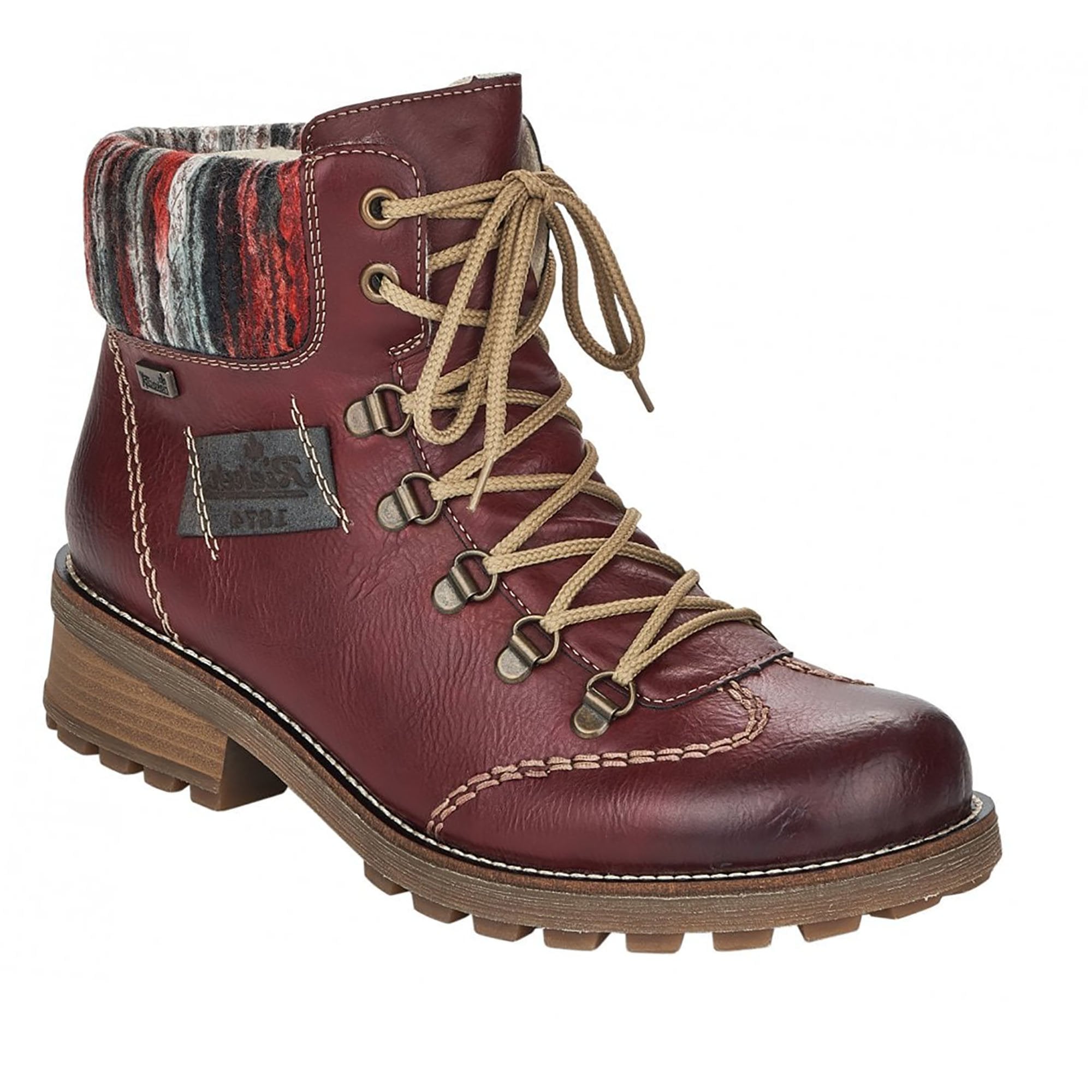 Rieker Waterproof Lace/Zip Boot - Red - image 001 |ww_colour=red|ww_order=001|