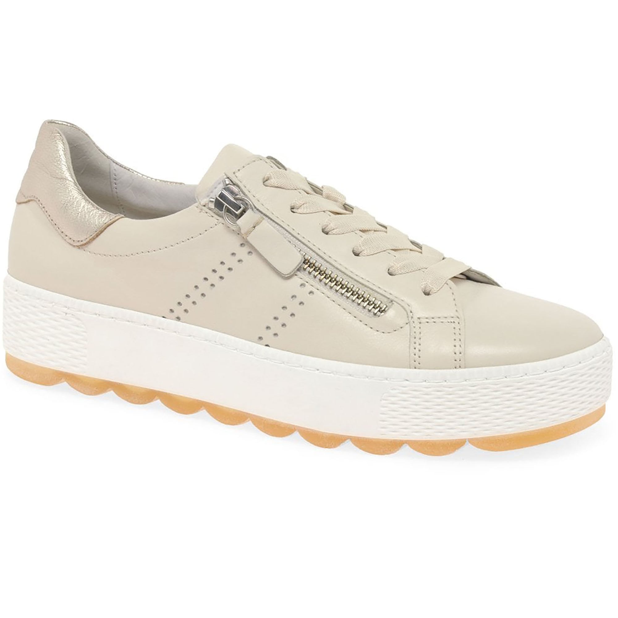 Gabor Quench - Casual Leather Lace Up/Zip Shoe - Ivory - image 001 |ww_colour=ivory|ww_order=001|