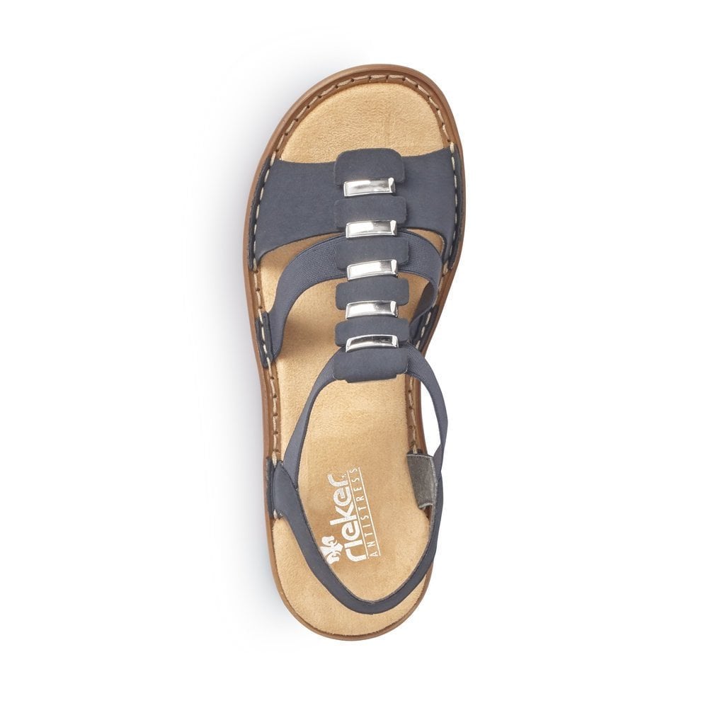Rieker 62850 Elasticated Sandal - Blue - image 002 |ww_colour=blue|ww_order=002|