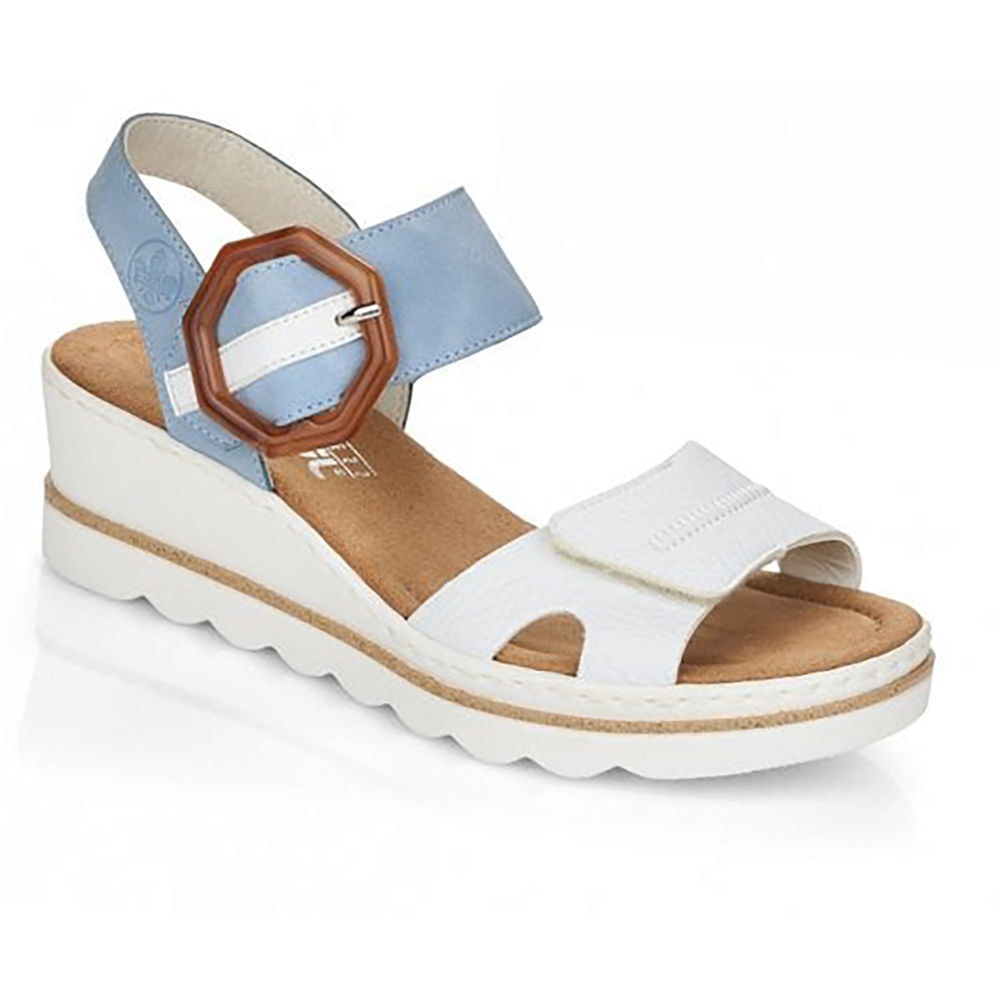 Rieker Wedge Sandal with Hook & Loop Fastening - Blue Combi - image 001 |ww_colour=blue-combi|ww_order=001|