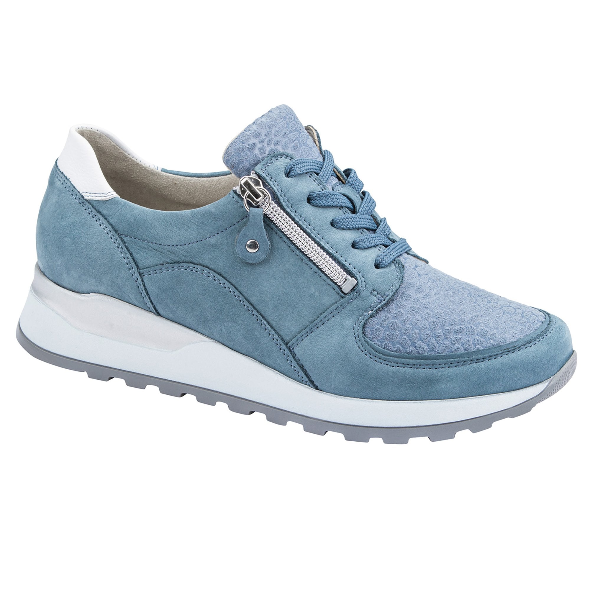 Waldlaufer Hiroko Lace Up & Zip Fastening - Denim - image 001 |ww_colour=denim|ww_order=001|