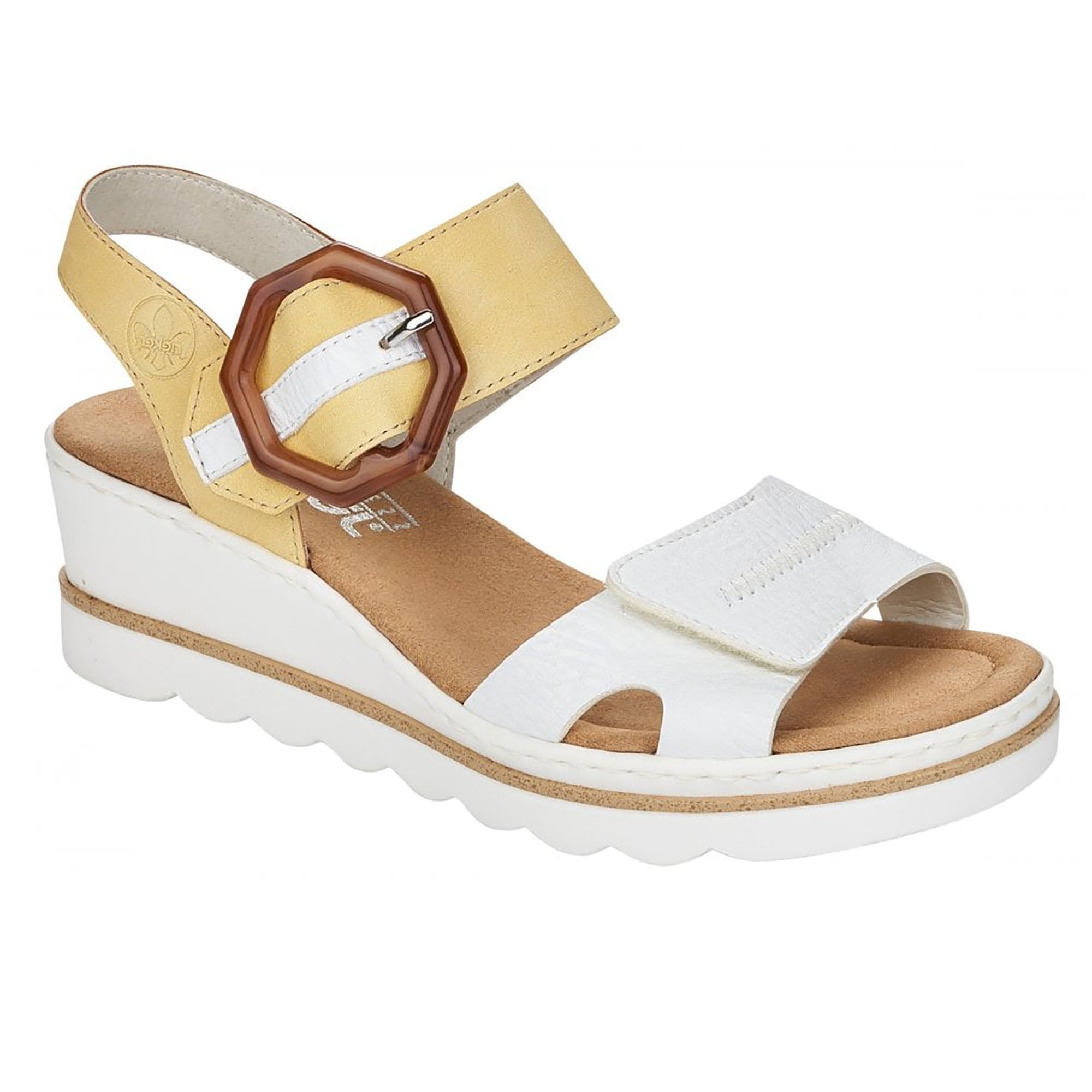 Rieker Wedge Sandal with Hook & Loop Fastening - Yellow - image 001 |ww_colour=yellow|ww_order=001|