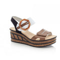 Rieker 68176 Wedge Hook and Loop Fastening Sandal - Beige Combi - image 001 |ww_colour=beige-combi|ww_order=001|