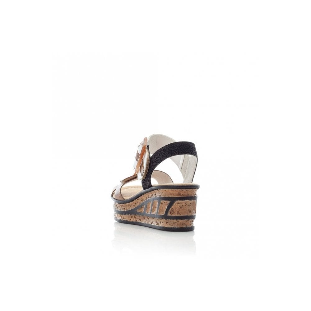 Rieker 68176 Wedge Hook and Loop Fastening Sandal - Beige Combi - image 002 |ww_colour=beige-combi|ww_order=002|