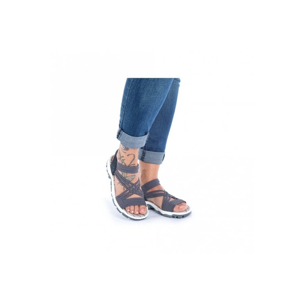 Rieker Ladies' Elasticated Sandal - Blue - image 004 |ww_colour=blue|ww_order=004|