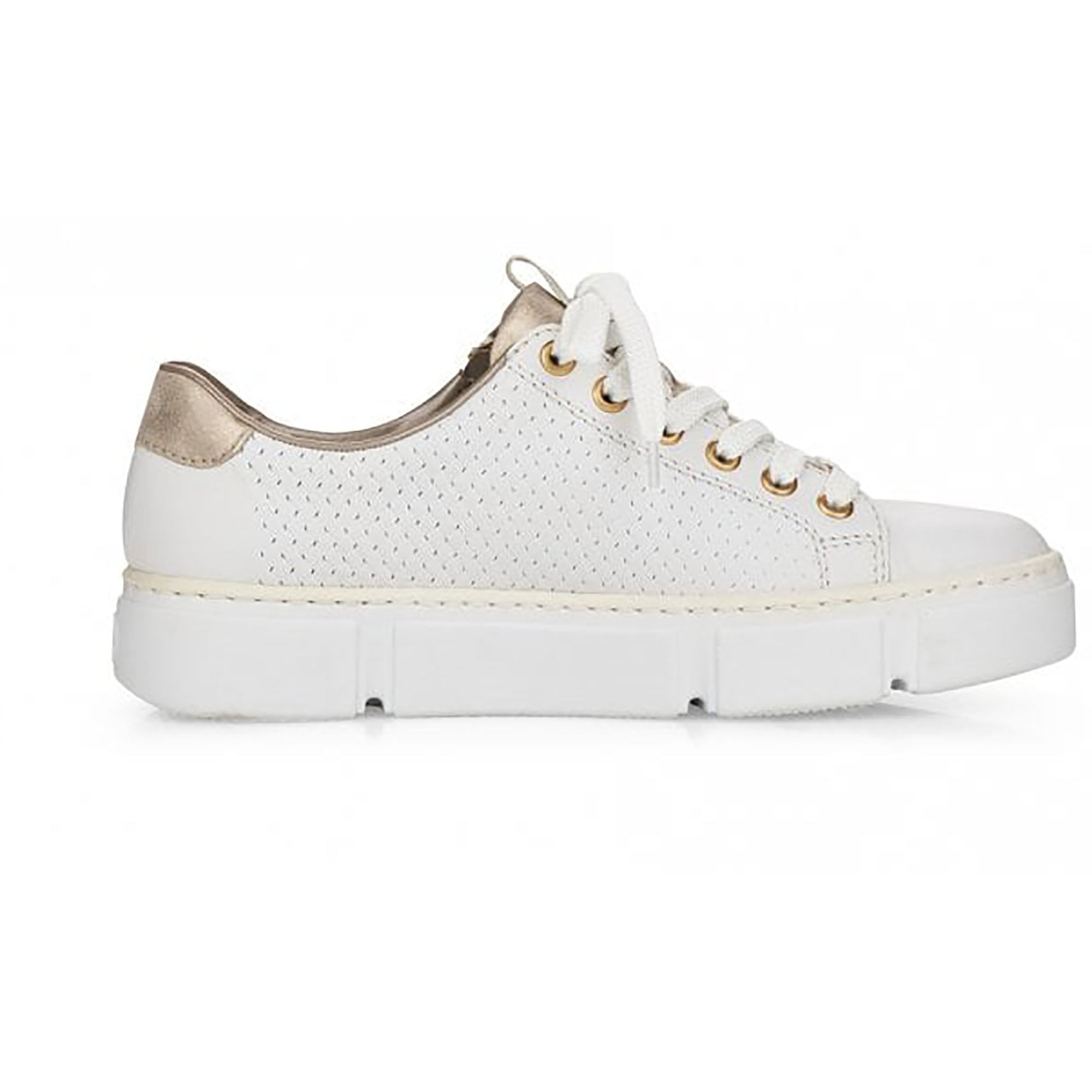 Rieker N5932 Leather Lace/Zip-up Trainer - White - image 002 |ww_colour=white|ww_order=002|