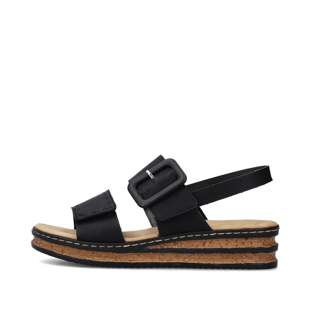 Rieker 62950 Hook & Loop Fastening Sandals - Black - image 002 |ww_colour=black|ww_order=002|