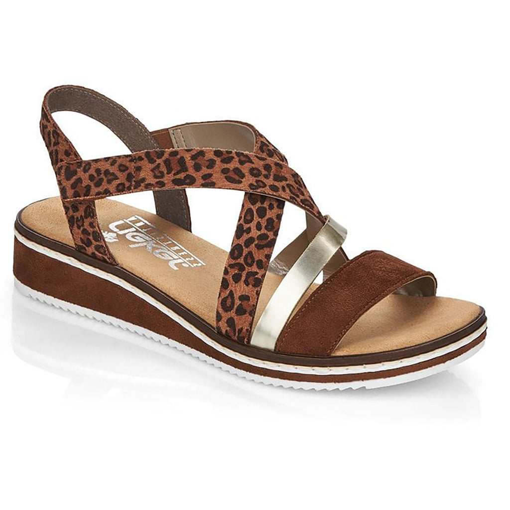 Rieker V3663 Hook & Loop Fastening Sandal - Brown Combi - image 001 |ww_colour=brown-combi|ww_order=001|
