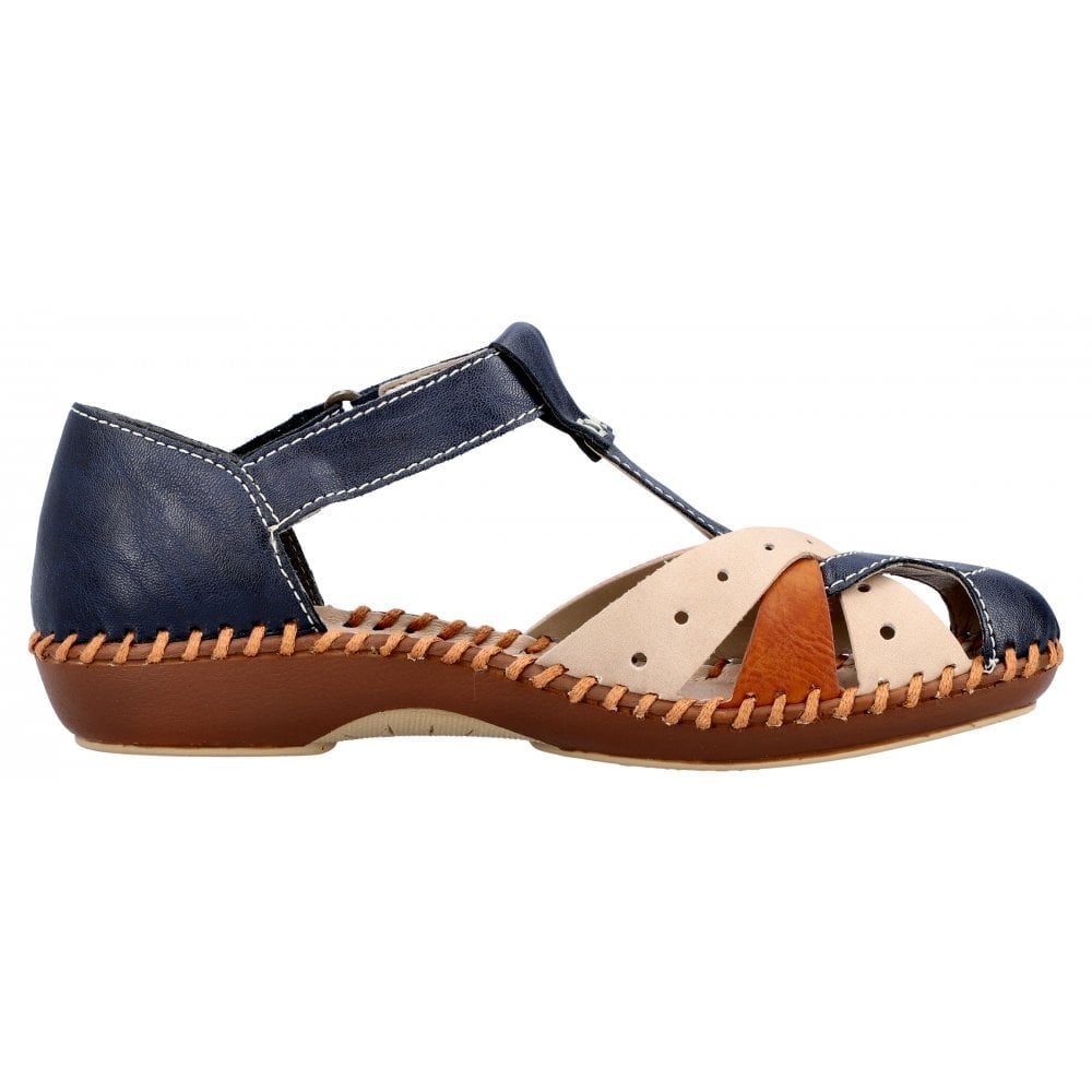 Rieker T Bar Summer Sandal - Blue Combi - image 004 |ww_colour=blue-combi|ww_order=004|