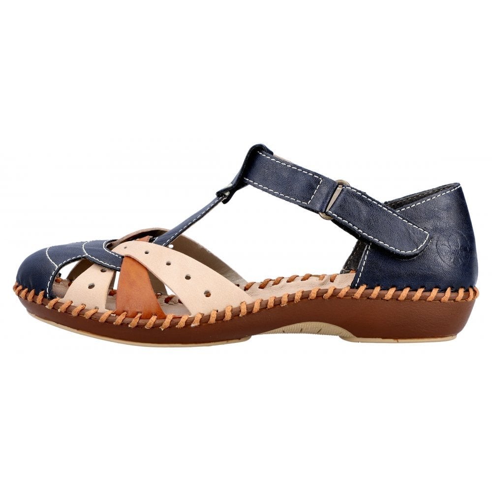 Rieker T Bar Summer Sandal - Blue Combi - image 005 |ww_colour=blue-combi|ww_order=005|