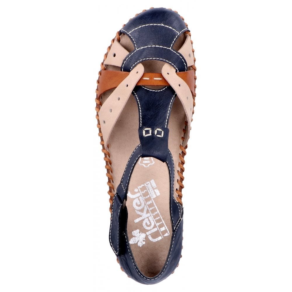 Rieker T Bar Summer Sandal - Blue Combi - image 006 |ww_colour=blue-combi|ww_order=006|