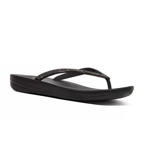 Fitflop iQUSHION Sparkle Flip Flops - Black - image 001 |ww_colour=black|ww_order=001|