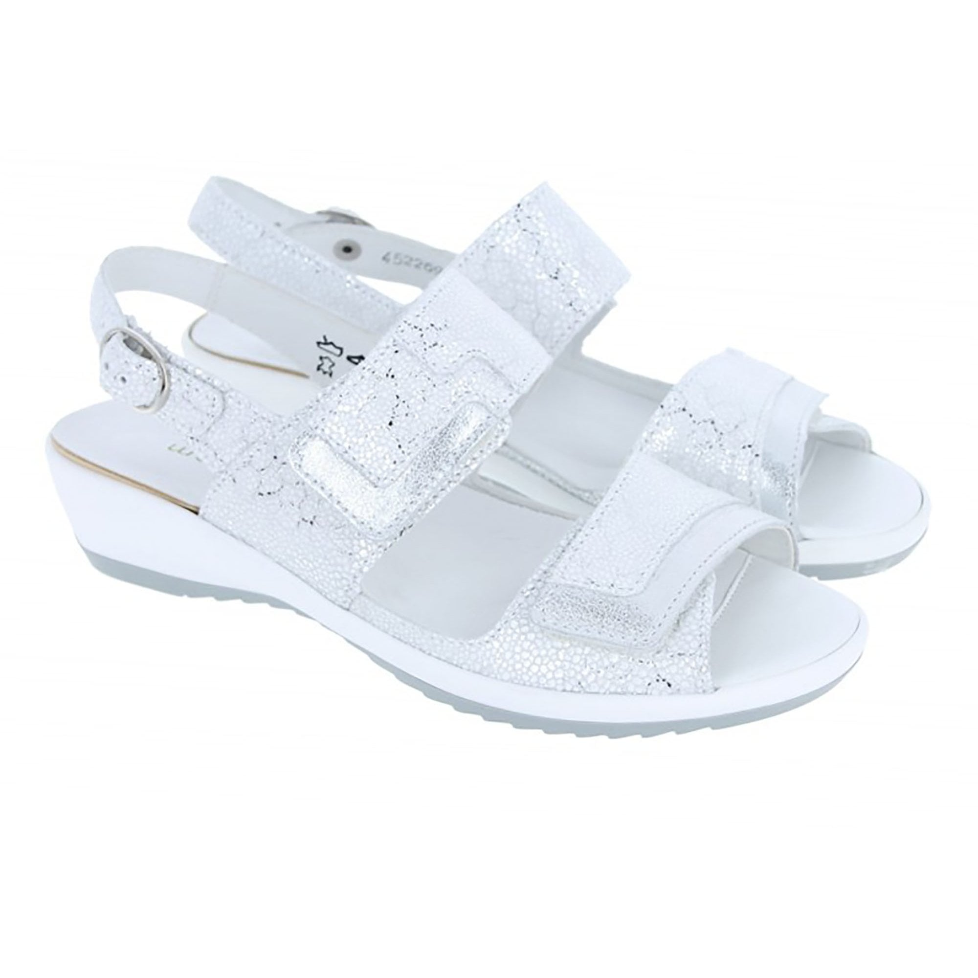 Waldlaufer Ginger Sandal with 3 Adjustable Fastenings - White/Silver - image 001 |ww_colour=white-silver|ww_order=001|