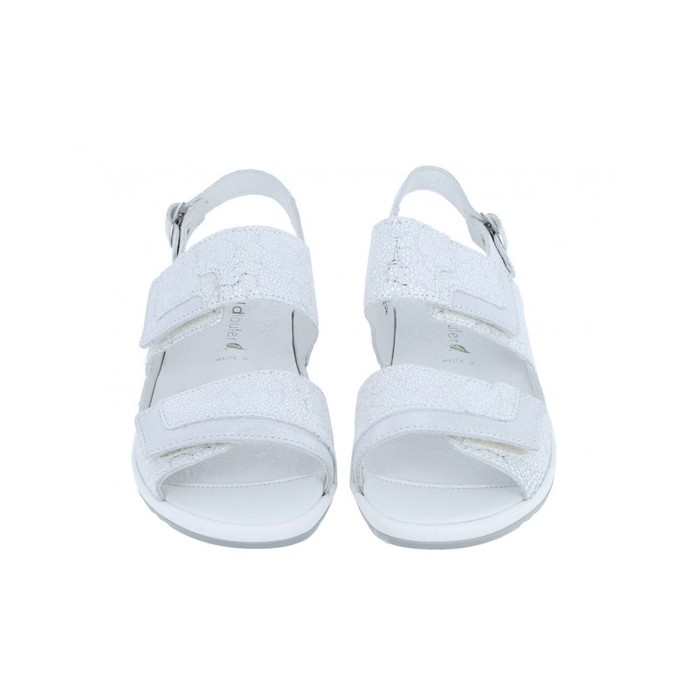 Waldlaufer Ginger Sandal with 3 Adjustable Fastenings - White/Silver - image 002 |ww_colour=white-silver|ww_order=002|