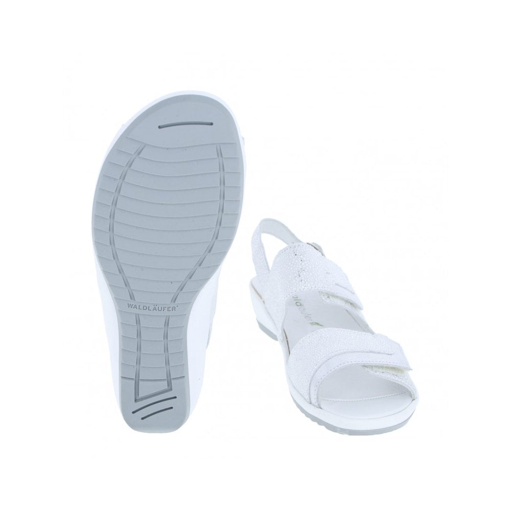 Waldlaufer Ginger Sandal with 3 Adjustable Fastenings - White/Silver - image 003 |ww_colour=white-silver|ww_order=003|
