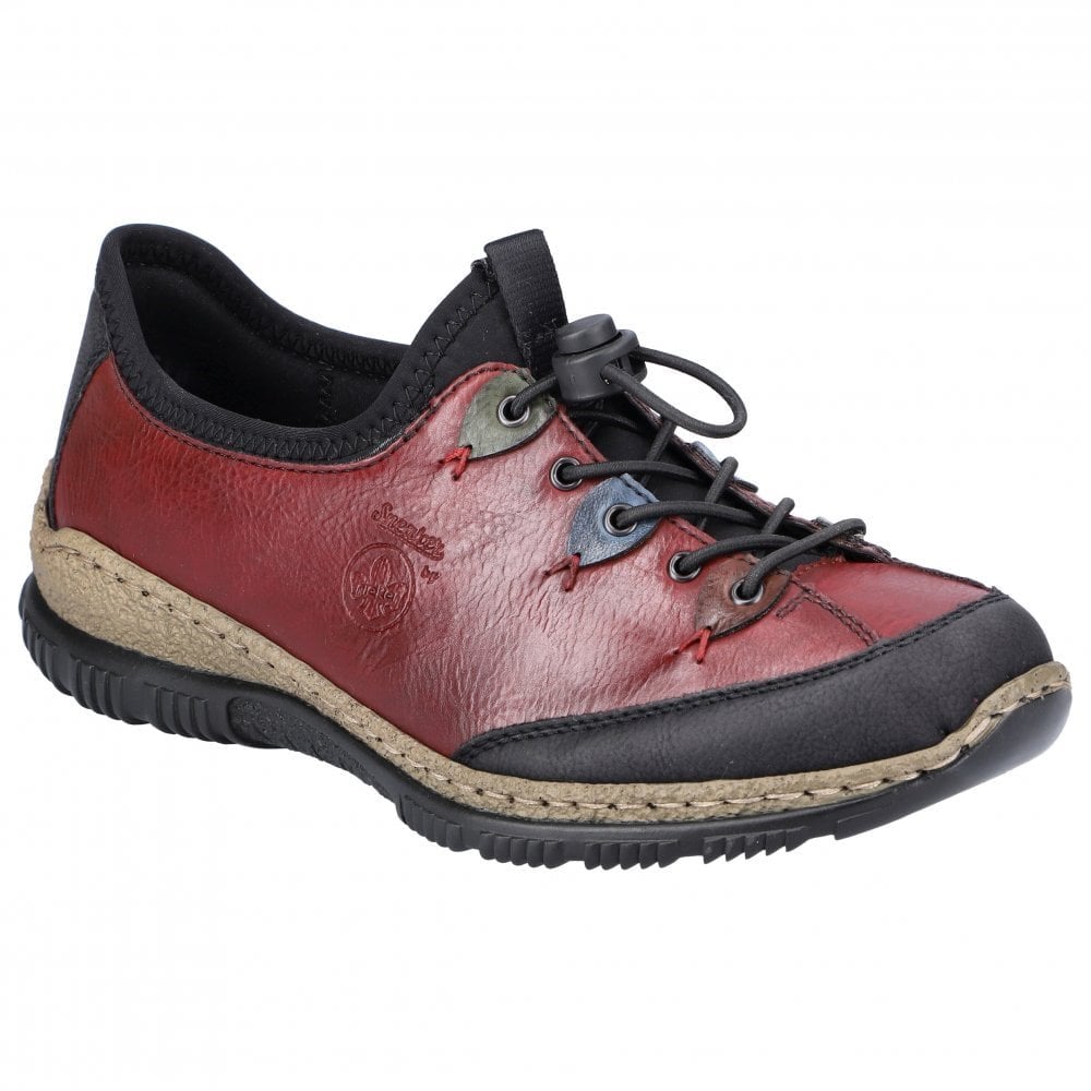 Rieker Adjustable Casual Slip On Shoe - Red Combi - image 001 |ww_colour=red-combi|ww_order=001|