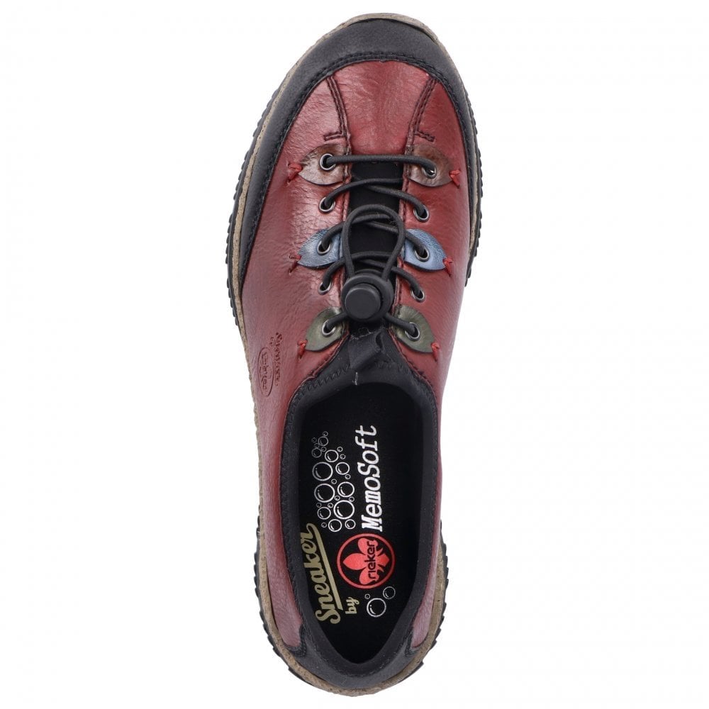 Rieker Adjustable Casual Slip On Shoe - Red Combi - image 002 |ww_colour=red-combi|ww_order=002|