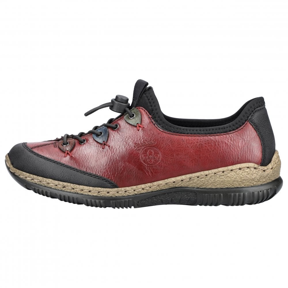 Rieker Adjustable Casual Slip On Shoe - Red Combi - image 003 |ww_colour=red-combi|ww_order=003|