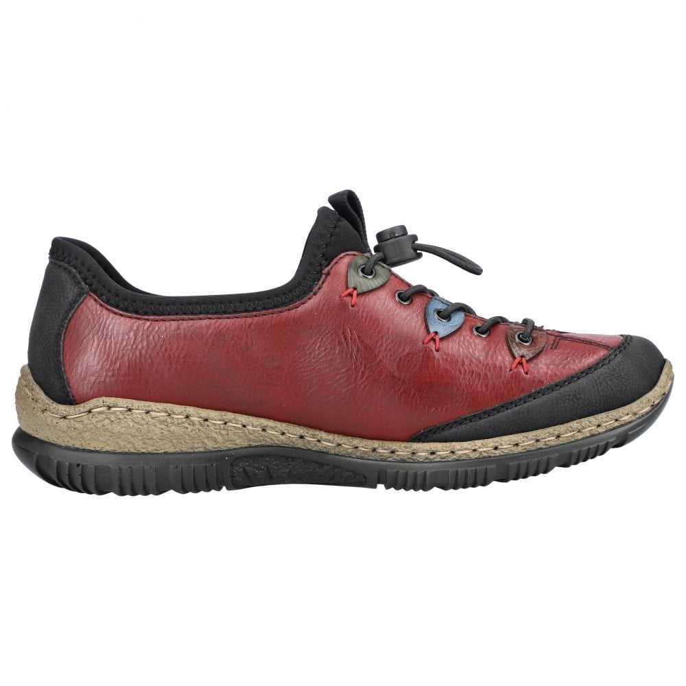 Rieker Adjustable Casual Slip On Shoe - Red Combi - image 007 |ww_colour=red-combi|ww_order=007|