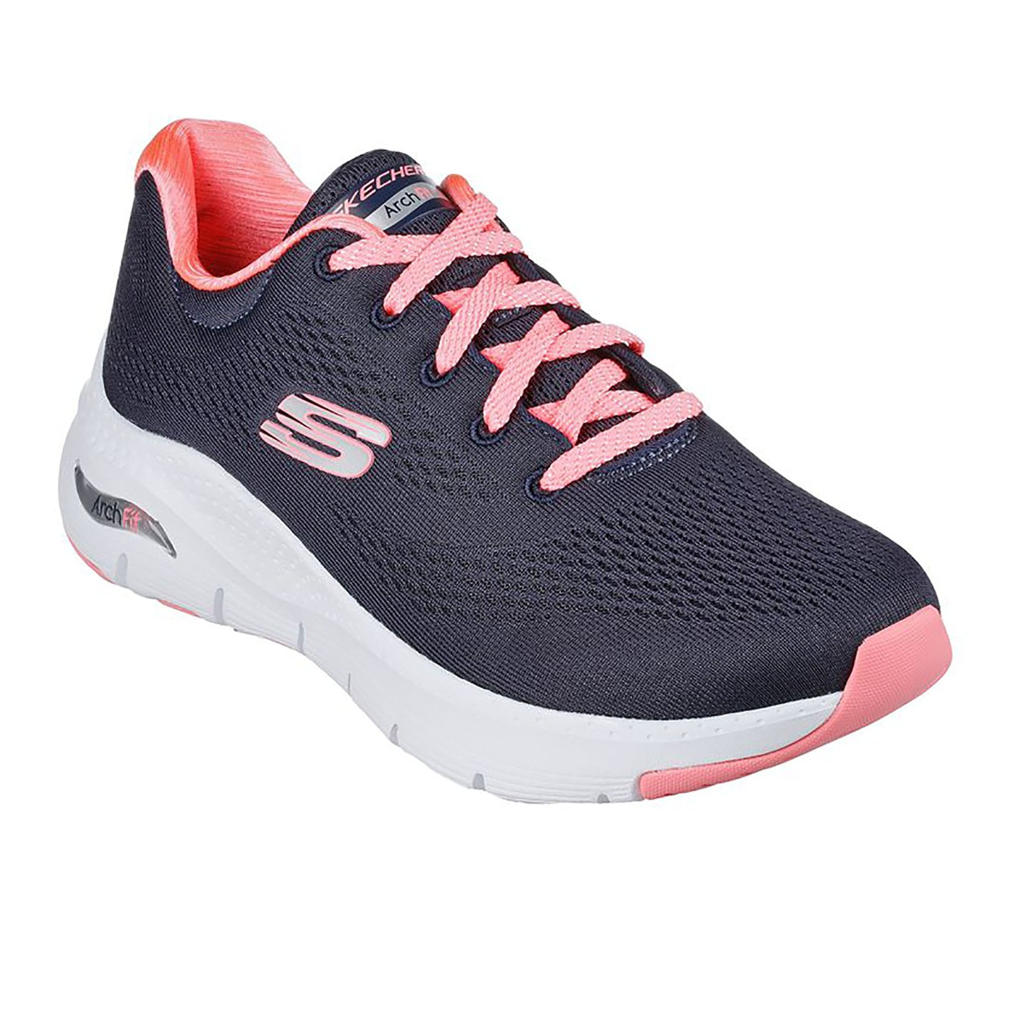 Skechers Arch Fit Big Appeal Lace Up Trainer Shoe - Navy Coral - image 001 |ww_colour=navy-coral|ww_order=001|