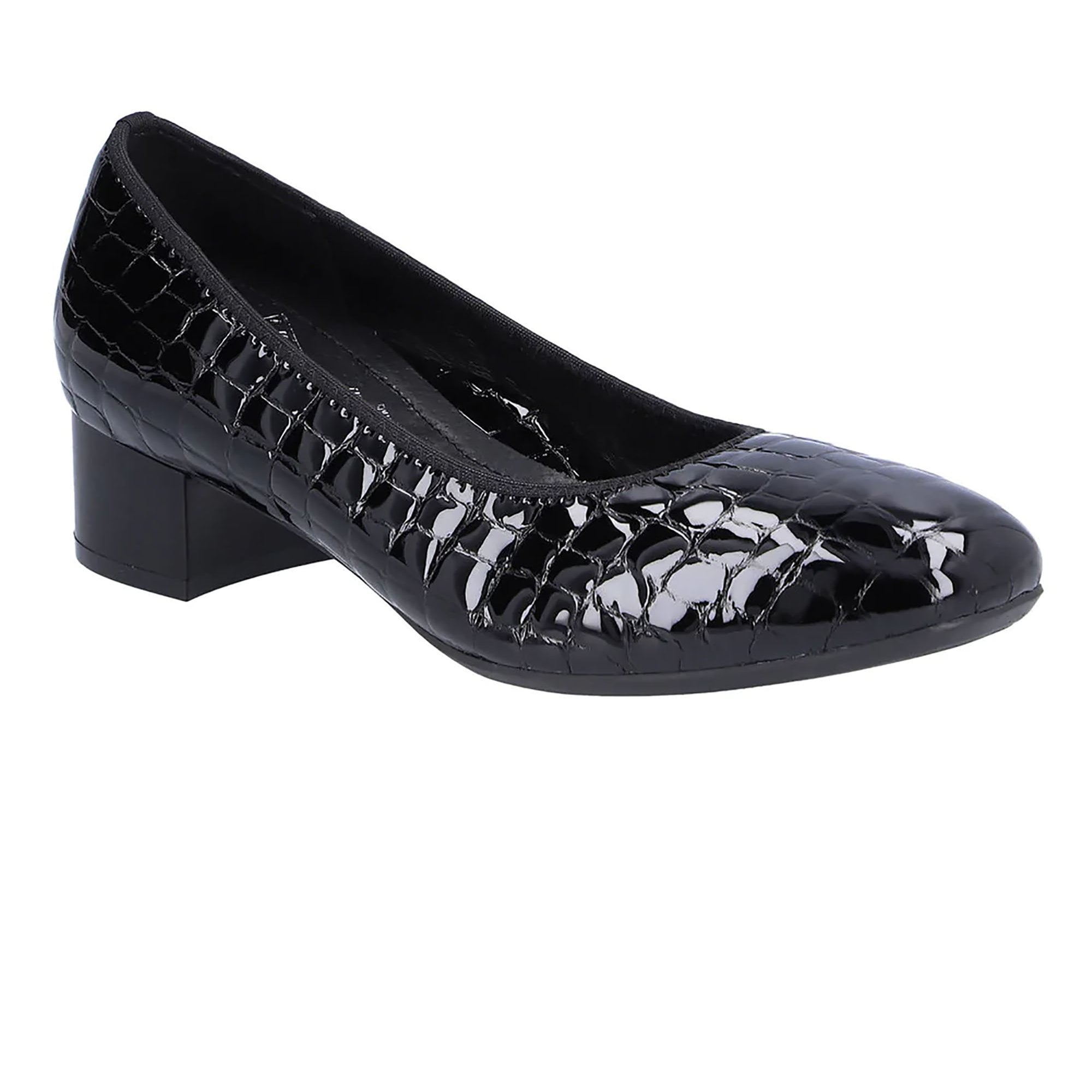 Rieker Leather Heeled Court Shoe - Black - image 001 |ww_colour=black|ww_order=001|