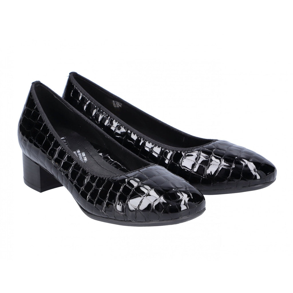 Rieker Leather Heeled Court Shoe - Black - image 002 |ww_colour=black|ww_order=002|