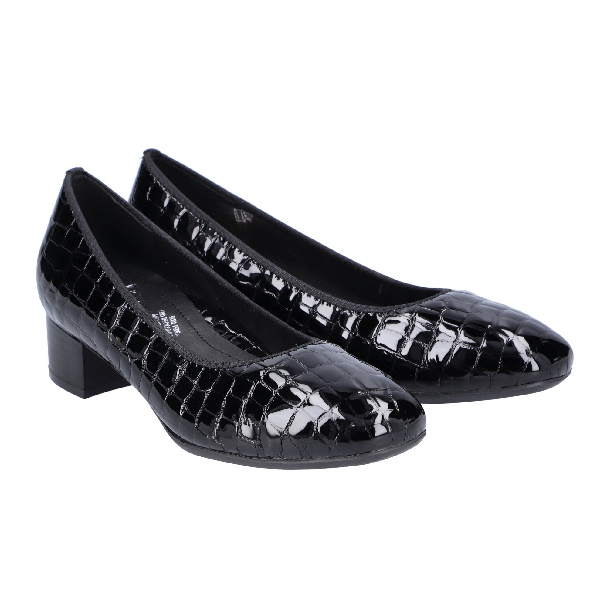 Rieker Leather Heeled Court Shoe - Black - image 002 |ww_colour=black|ww_order=002|