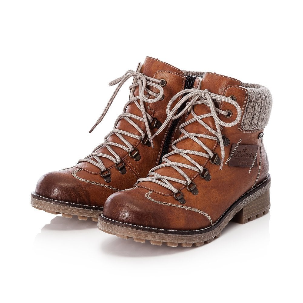 Rieker Waterproof Lace/Zip Boot - Brown - image 002 |ww_colour=brown|ww_order=002|