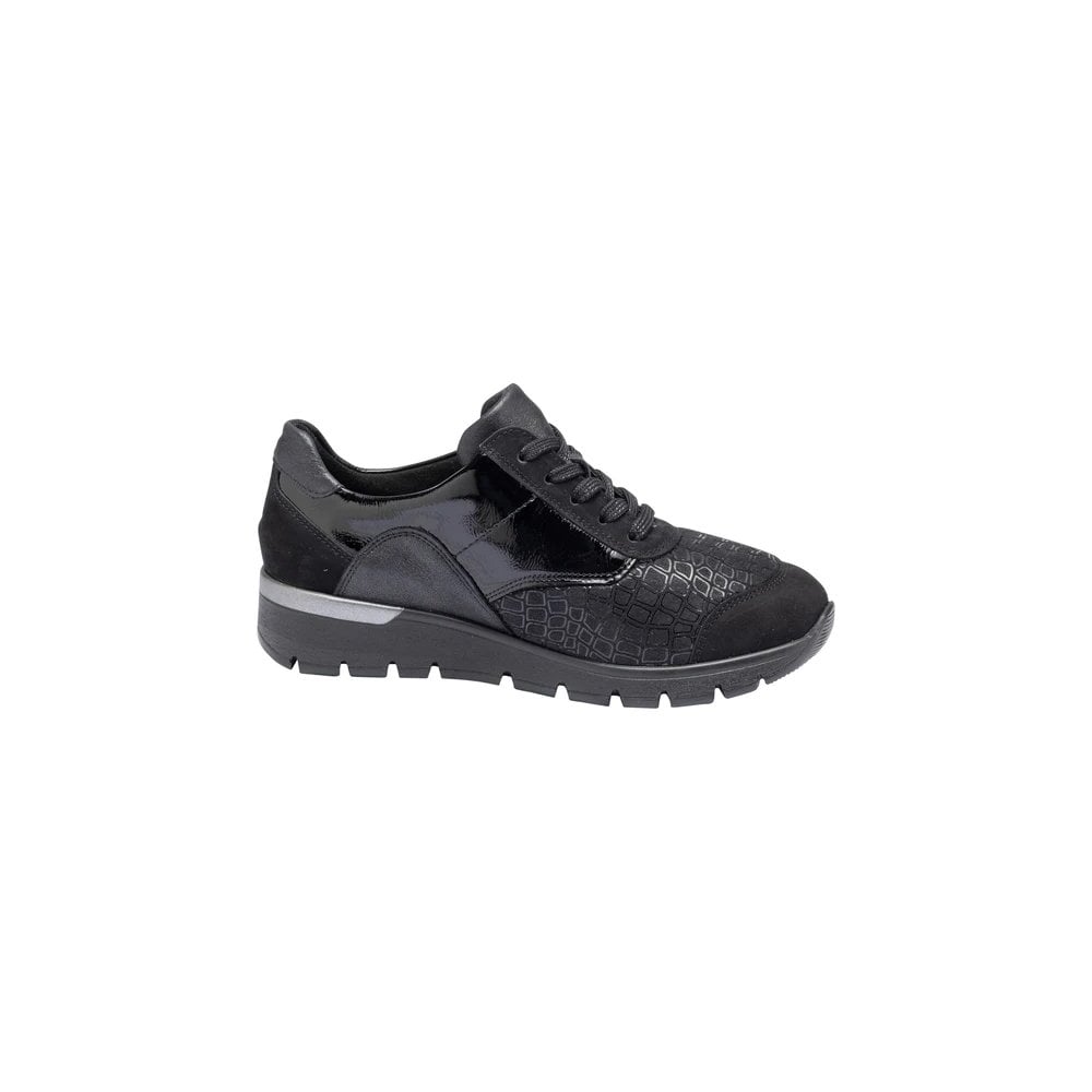 Waldlaufer K Ramona Wide Fit Lace Up/Zip Fastening Shoe - Black - image 002 |ww_colour=black|ww_order=002|
