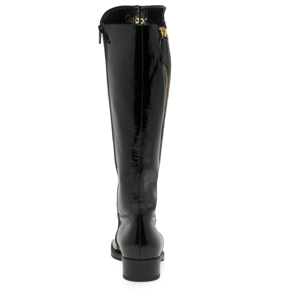 Gabor Adelina Patent Leather 605.97 Long Leg Boots SLIM/MEDIUM - Black Patent - image 003 |ww_colour=black-patent|ww_order=003|