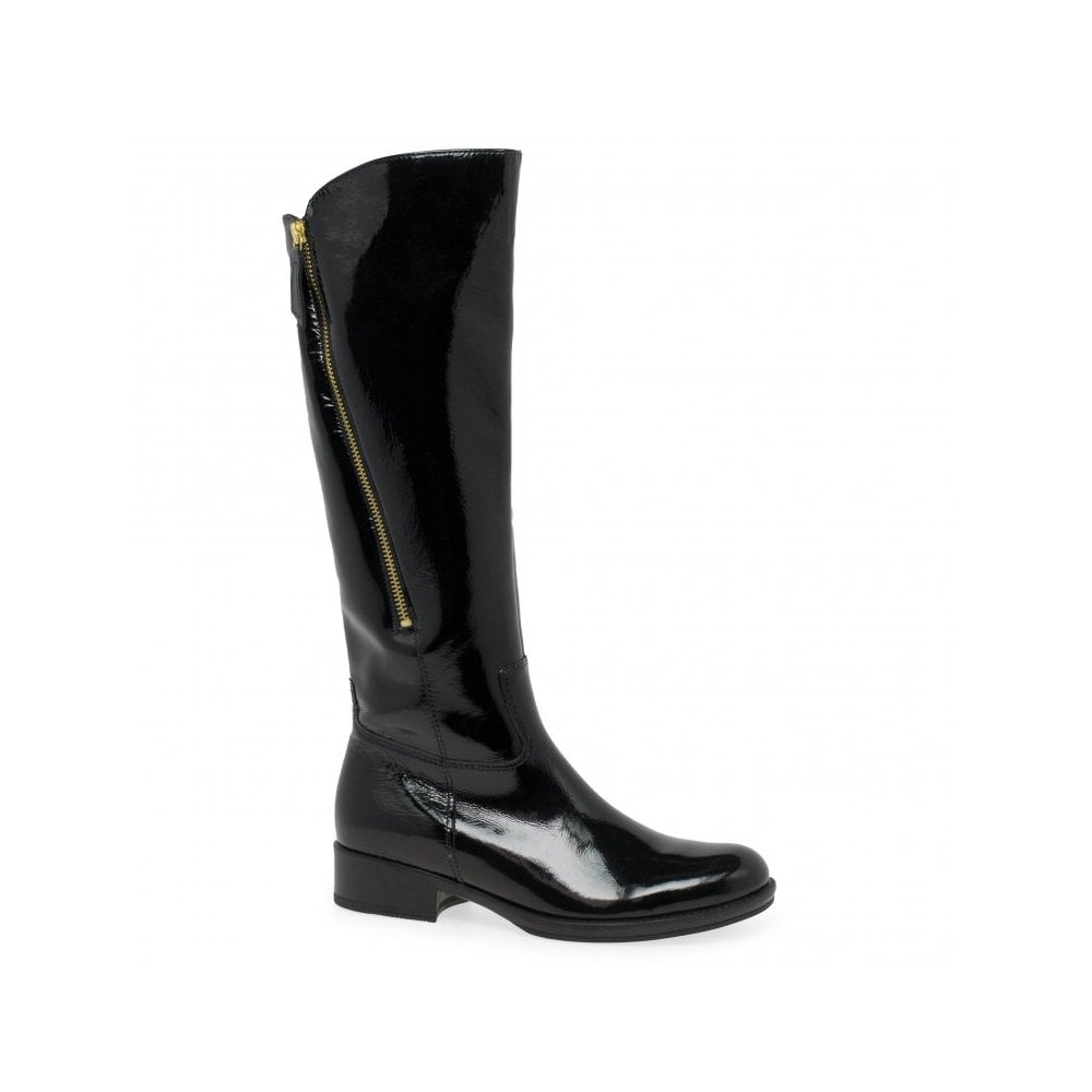 Gabor Adelina Patent Leather 605.97 Long Leg Boots SLIM/MEDIUM - Black Patent - image 002 |ww_colour=black-patent|ww_order=002|
