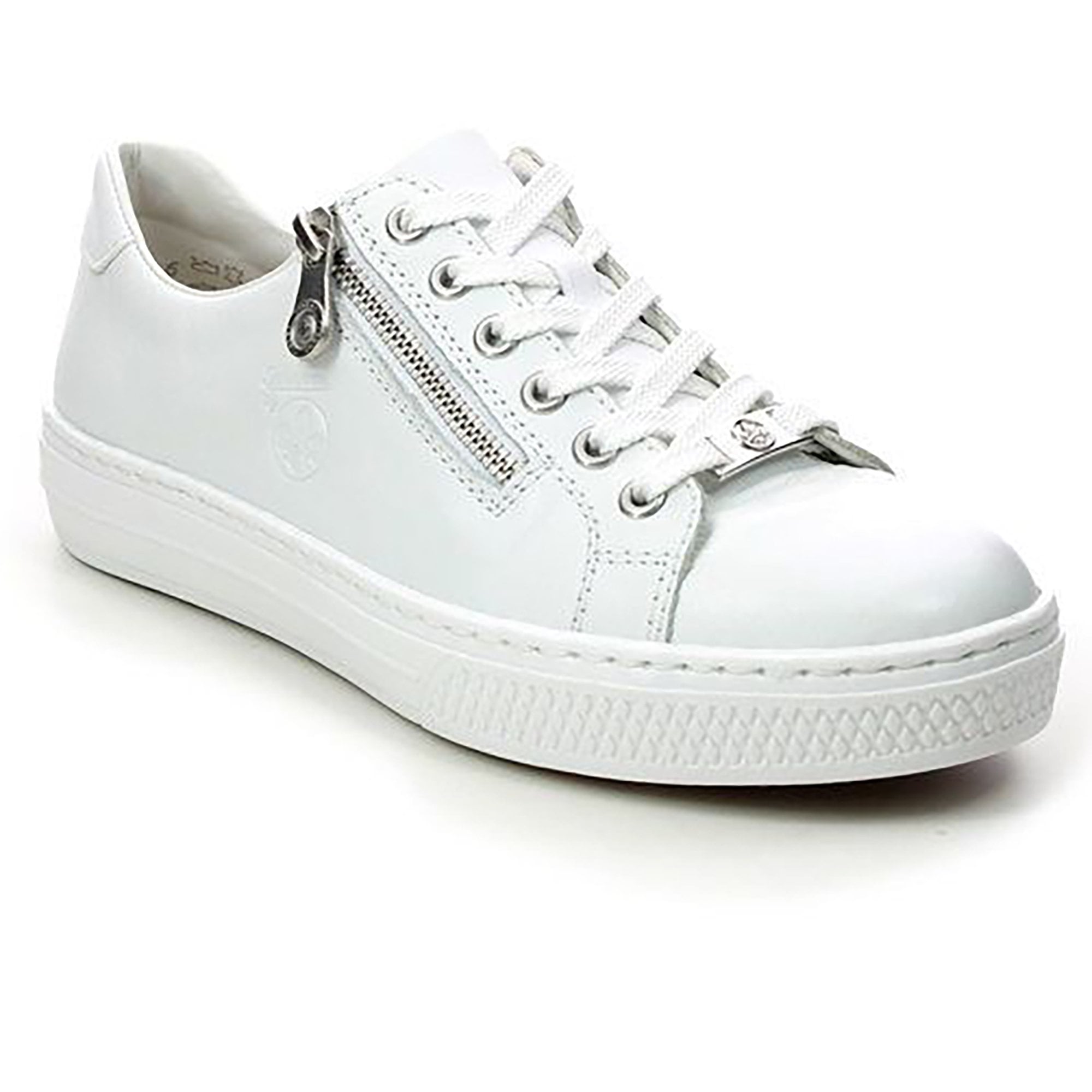 Rieker L59L1 - Lace Up & Zip Fastening Casual Shoe - White Silver - image 001 |ww_colour=white-silver|ww_order=001|