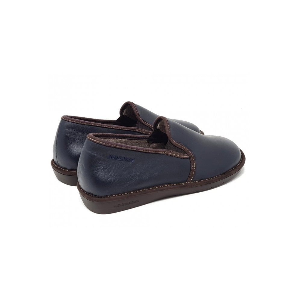 Nordikas Mens 663 Full Leather Slipper - Marino/Blue - image 002 |ww_colour=marino-blue|ww_order=002|