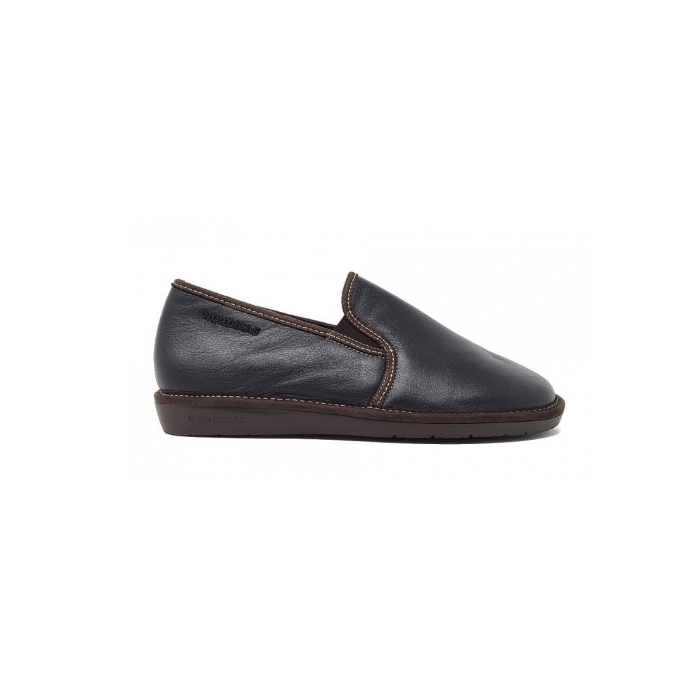 Nordikas Mens 663 Full Leather Slipper - Negro/Black - image 001 |ww_colour=negro-black|ww_order=001|
