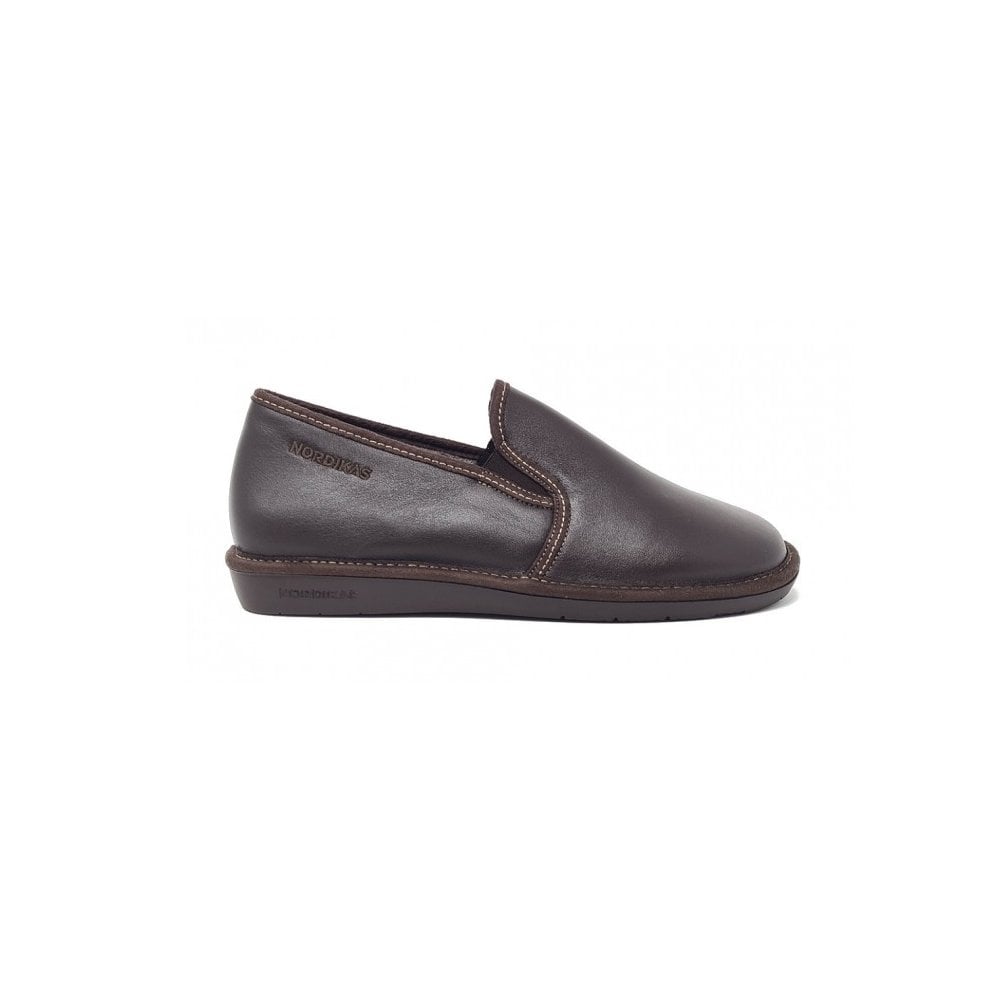 Nordikas Mens 663 Full Leather Slipper - Moka/Brown - image 001 |ww_colour=moka-brown|ww_order=001|