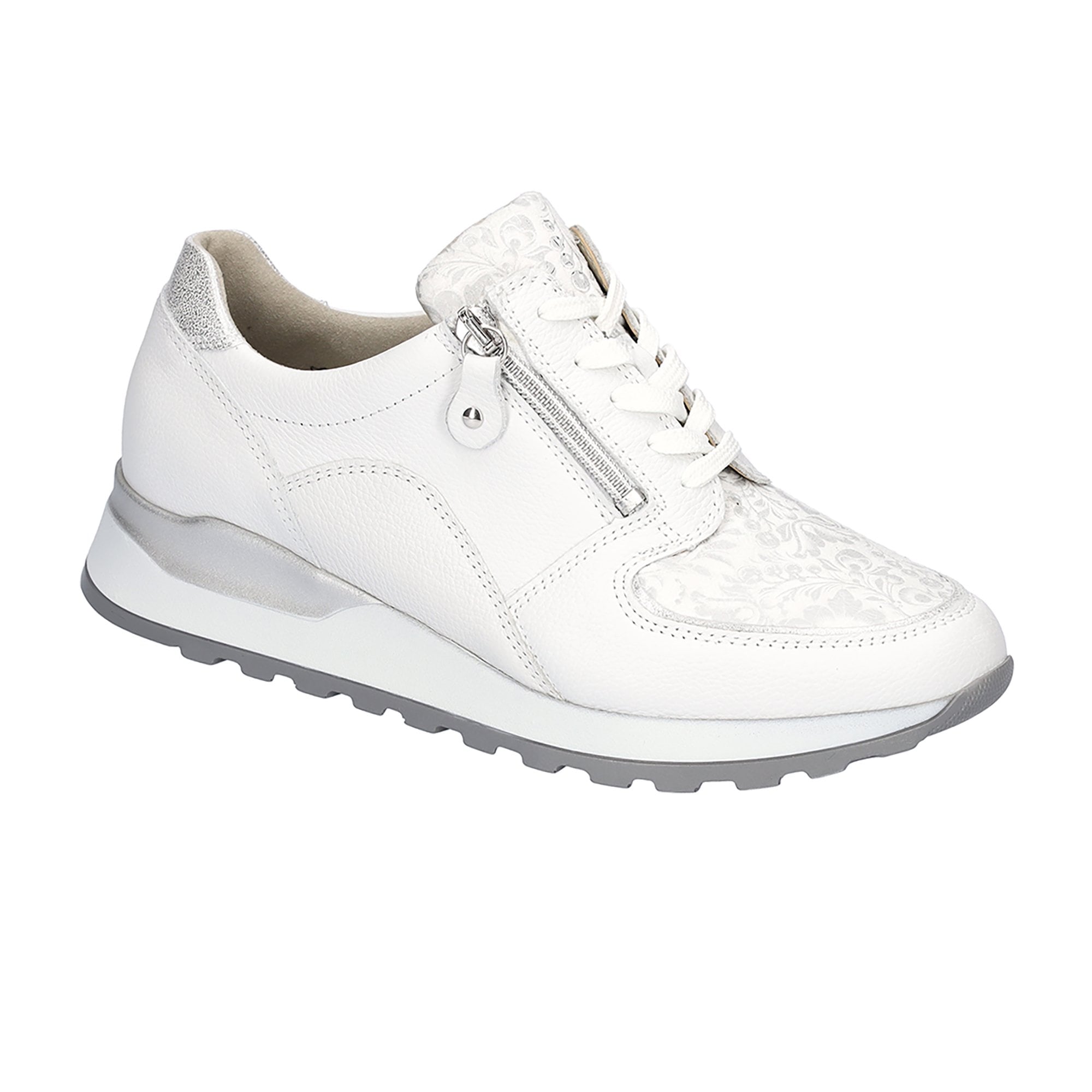 Waldlaufer Hiroko Lace Up & Zip Fastening - White Silver - image 001 |ww_colour=white-silver|ww_order=001|