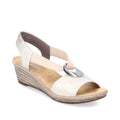Rieker Slip On Wedge Sandal - Beige Combi - image 001 |ww_colour=beige-combi|ww_order=001|