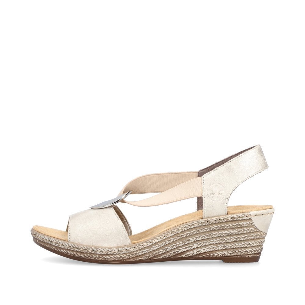 Rieker Slip On Wedge Sandal - Beige Combi - image 003 |ww_colour=beige-combi|ww_order=003|