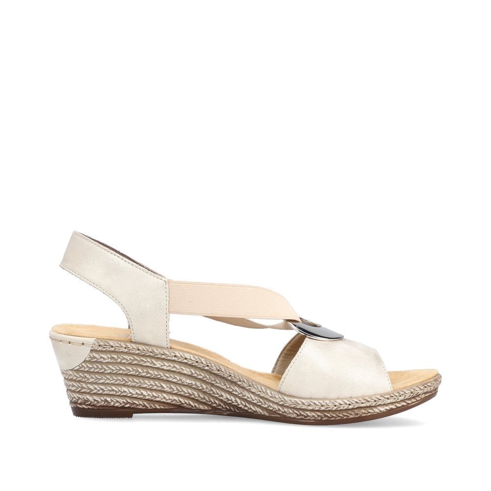 Rieker Slip On Wedge Sandal - Beige Combi - image 004 |ww_colour=beige-combi|ww_order=004|