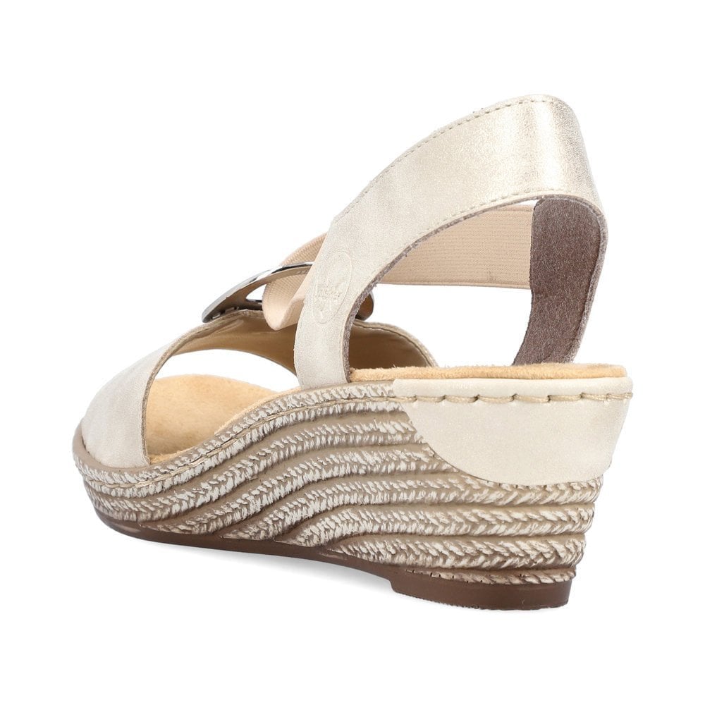 Rieker Slip On Wedge Sandal - Beige Combi - image 005 |ww_colour=beige-combi|ww_order=005|